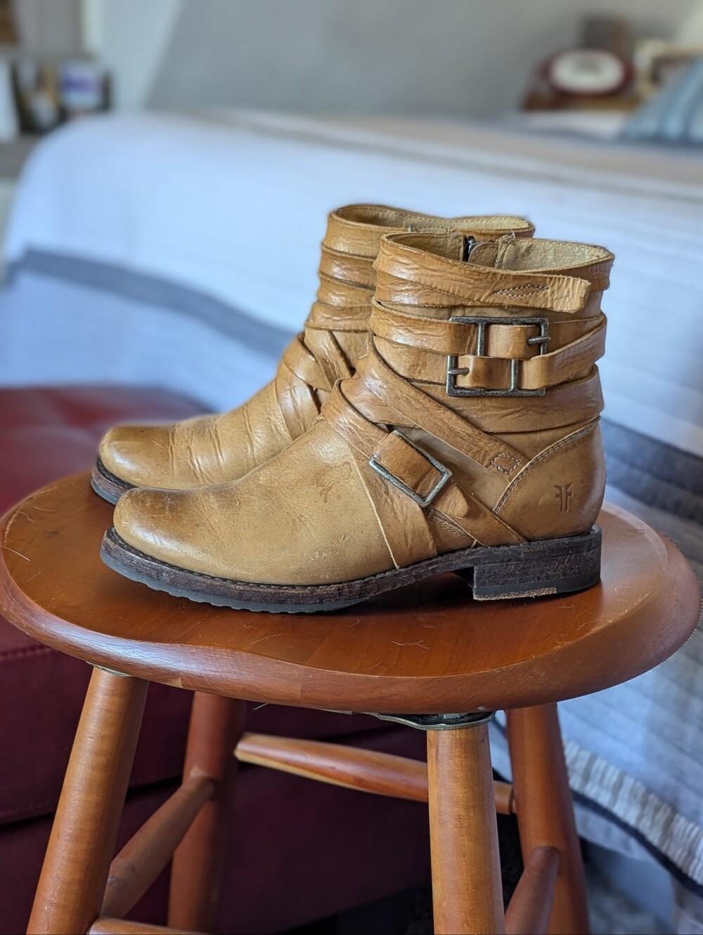 Frye Veronica Leather Strappy Short Boots - Picture 8 of 8